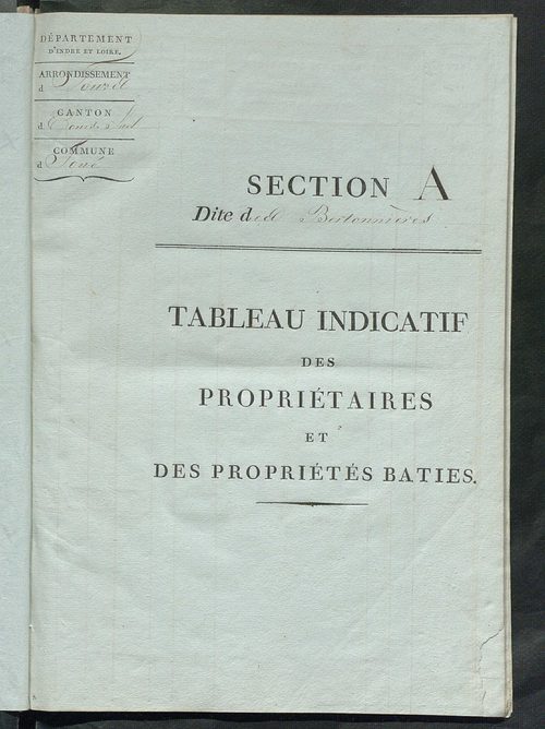 Tableau indicatif des propriétaires et des propriétés bâties.