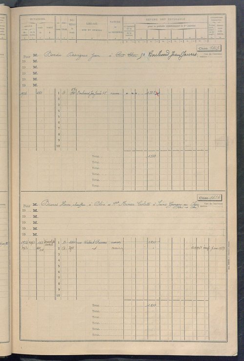 Matrice des propriétés bâties, cases 1585 à 2189.