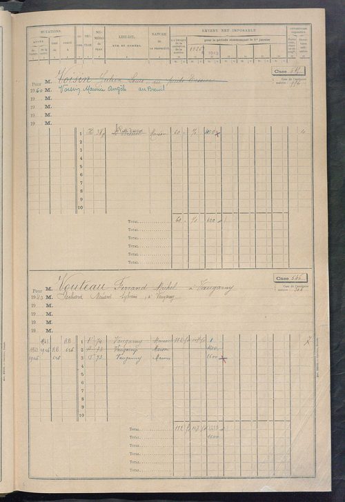 Matrice des propriétés bâties, cases 625 à 1584.