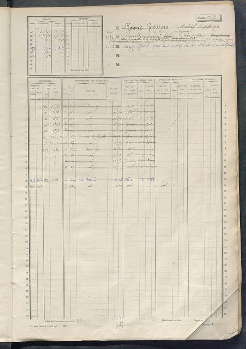 Matrice des propriétés non bâties, fol. 1153 à 1748.