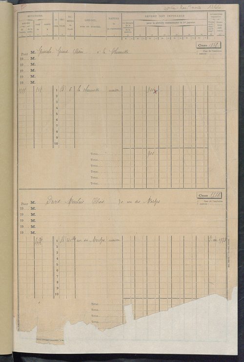 Matrice des propriétés bâties, cases 1585 à 2189.