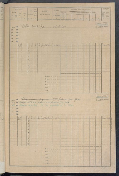 Matrice des propriétés bâties, cases 1585 à 2189.