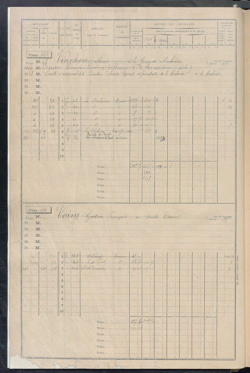 Matrice des propriétés bâties, cases 625 à 1584.