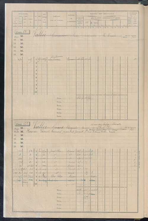 Matrice des propriétés bâties, cases 625 à 1584.