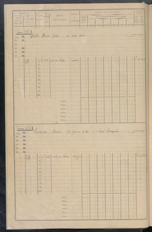Matrice des propriétés bâties, cases 1585 à 2189.