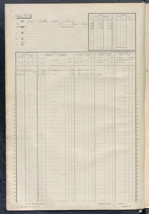 Matrice des propriétés non bâties, fol. 2249 à 2564.