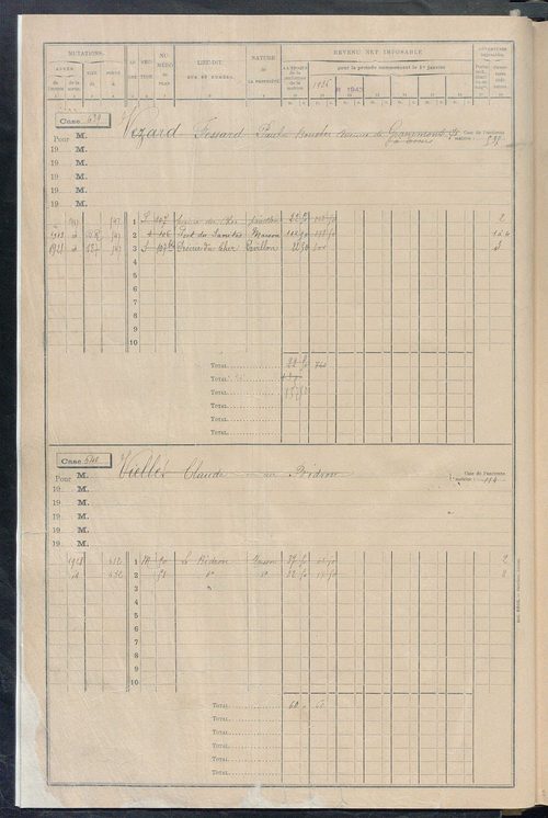 Matrice des propriétés bâties, cases 625 à 1584.