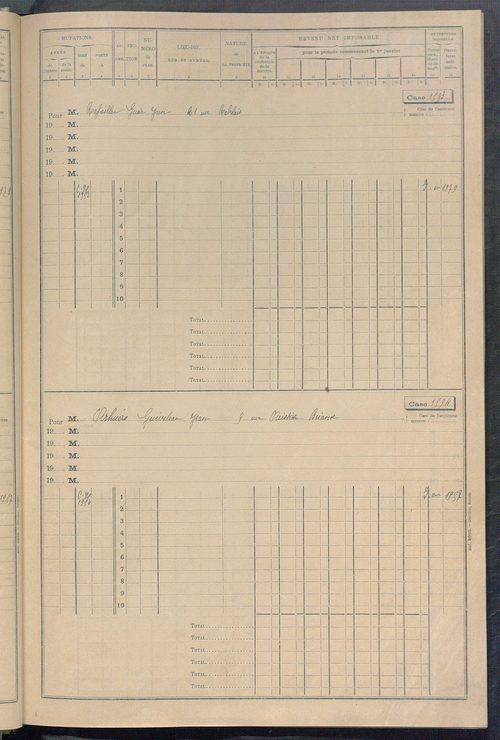 Matrice des propriétés bâties, cases 1585 à 2189.