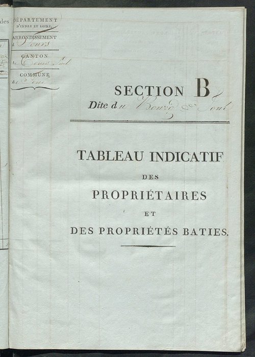 Tableau indicatif des propriétaires et des propriétés bâties.
