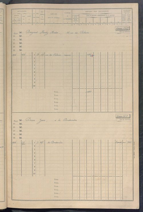 Matrice des propriétés bâties, cases 1585 à 2189.