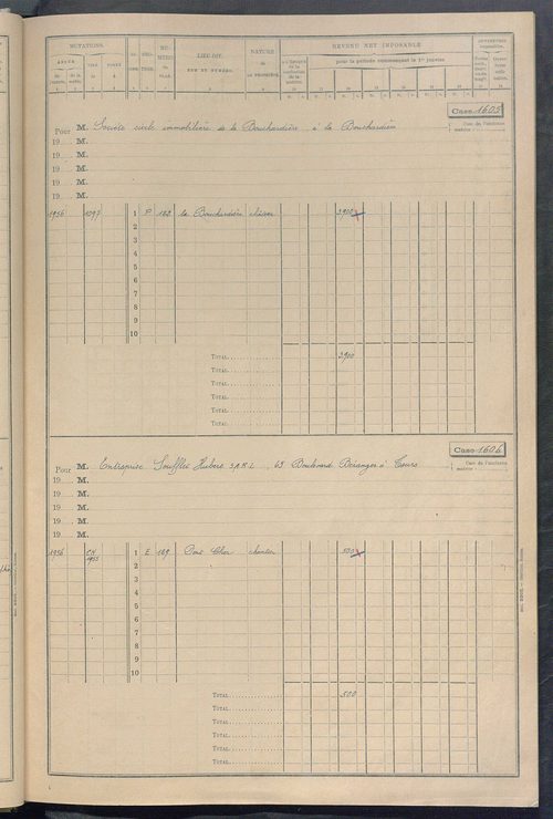 Matrice des propriétés bâties, cases 1585 à 2189.