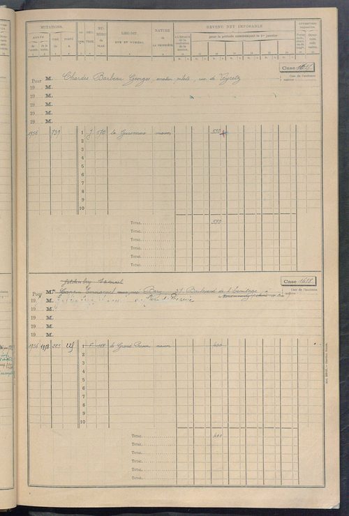 Matrice des propriétés bâties, cases 1585 à 2189.