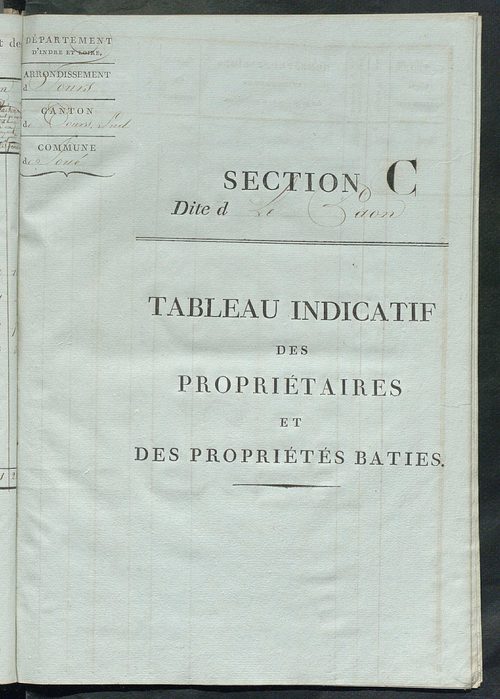Tableau indicatif des propriétaires et des propriétés bâties.