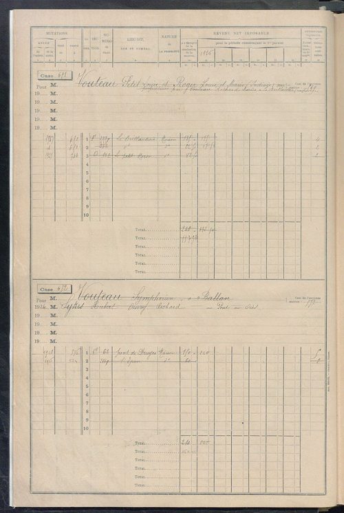 Matrice des propriétés bâties, cases 625 à 1584.