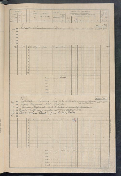 Matrice des propriétés bâties, cases 625 à 1584.