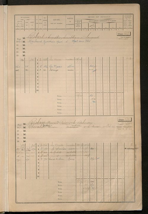 Matrice des propriétés bâties, cases 641 à 1432.
