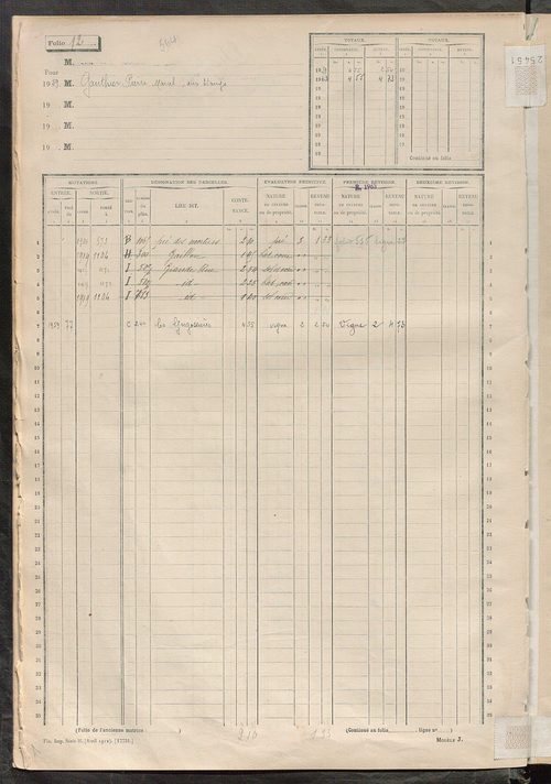 Matrice des propriétés non bâties, fol. 1 à 600.