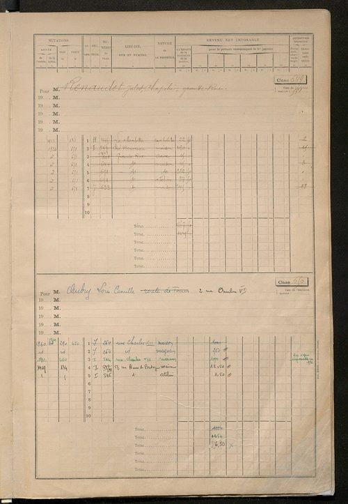 Matrice des propriétés bâties, cases 641 à 1432.