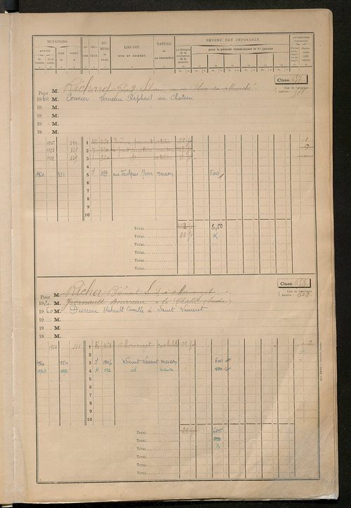 Matrice des propriétés bâties, cases 641 à 1432.