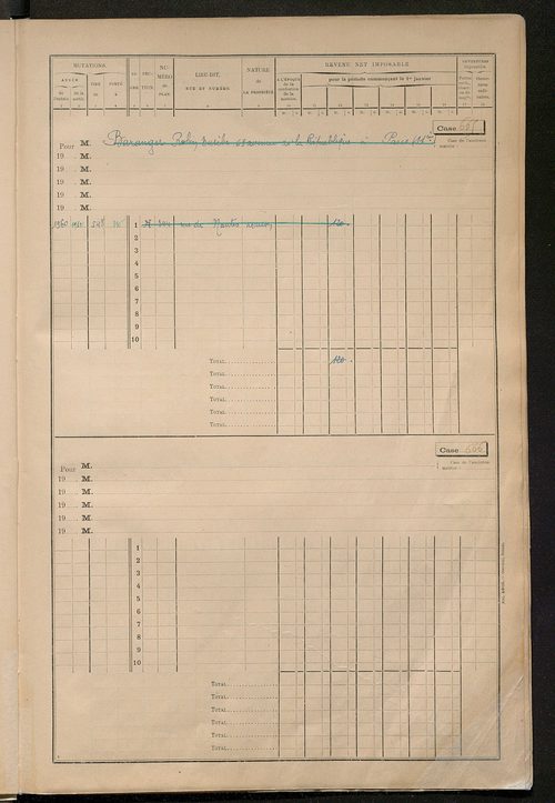 Matrice des propriétés bâties, cases 641 à 1432.