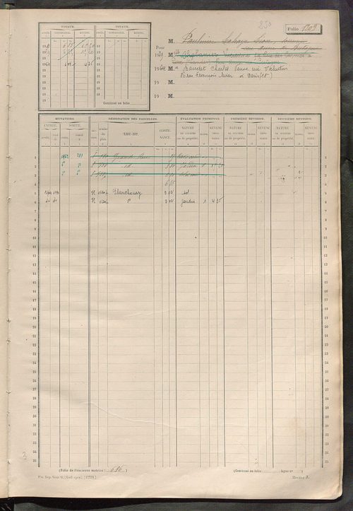 Matrice des propriétés non bâties, fol. 1201 à 1800.