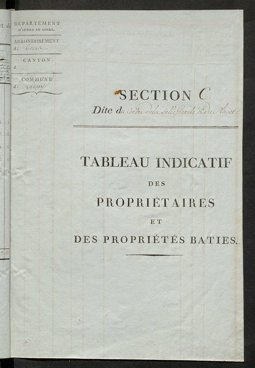 Tableau indicatif des propriétaires et des propriétés bâties.