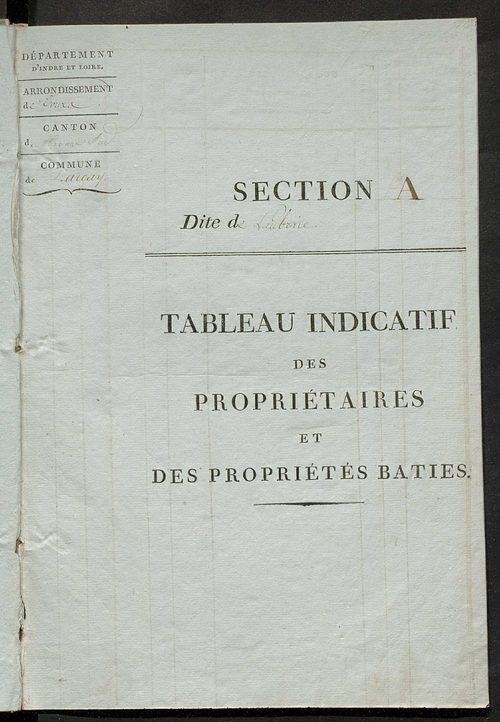 Tableau indicatif des propriétaires et des propriétés bâties.