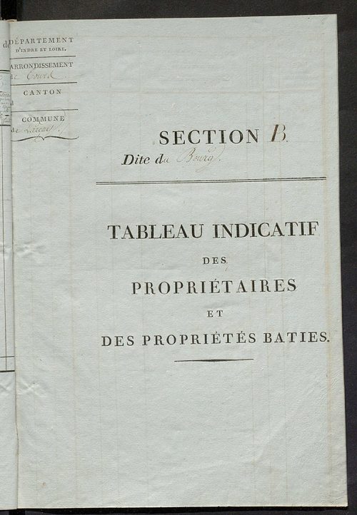 Tableau indicatif des propriétaires et des propriétés bâties.