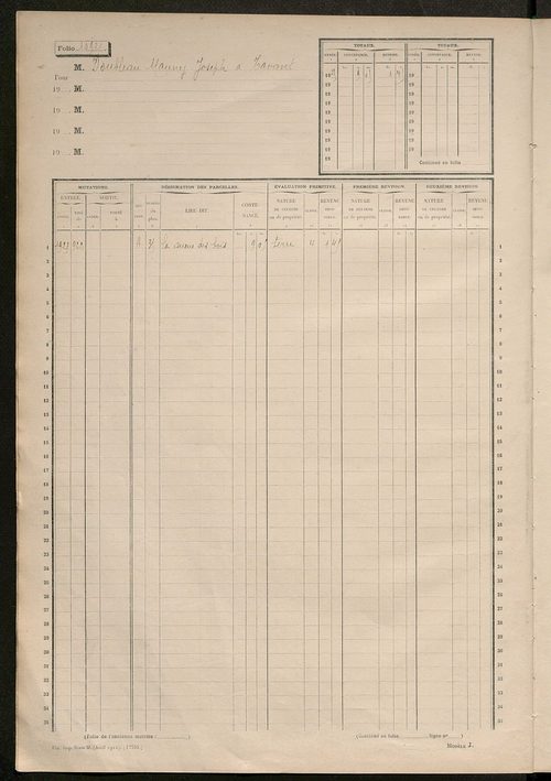 Matrice des propriétés non bâties, fol. 1087 à 1481.