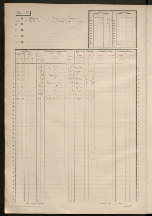 Matrice des propriétés non bâties, fol. 1087 à 1481.