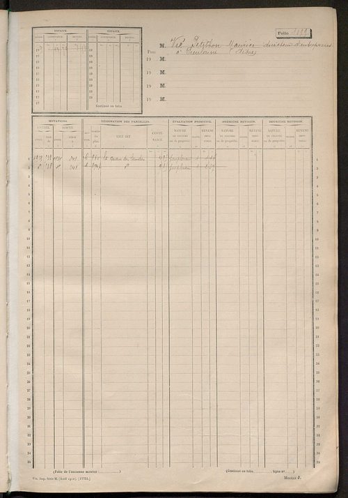 Matrice des propriétés non bâties, fol. 1087 à 1481.