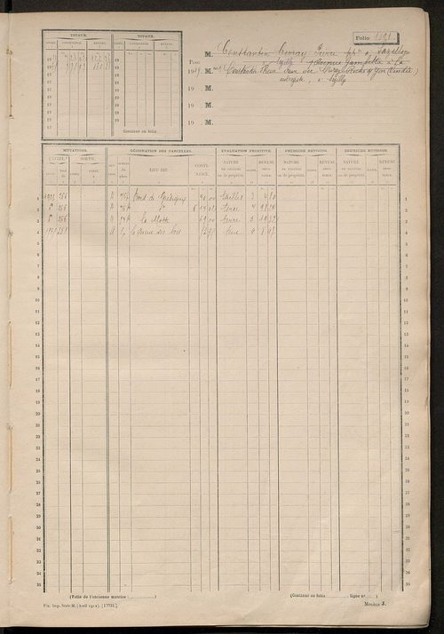 Matrice des propriétés non bâties, fol. 1087 à 1481.