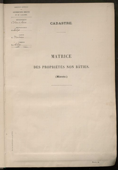 Tableau présentant les augmentations et les diminutions survenues dans la matière imposable ; récapitulation ; table alphabétique des propriétaires ; matrice des propriétés non bâties, fol. 1 à 492.