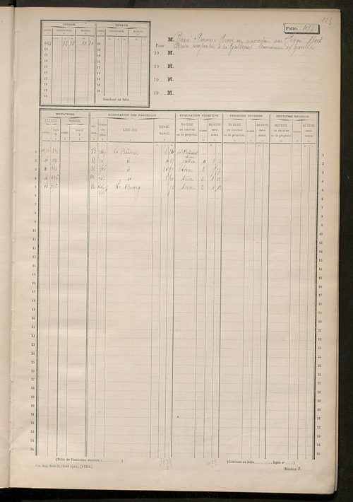 Matrice des propriétés non bâties, fol. 493 à 536.