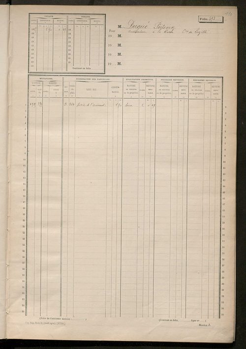 Matrice des propriétés non bâties, fol. 493 à 536.
