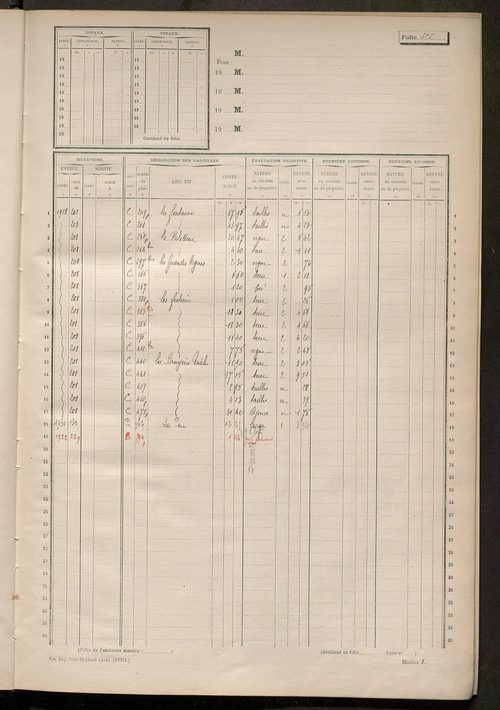 Matrice des propriétés non bâties, fol. 493 à 536.