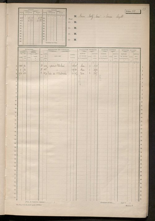Matrice des propriétés non bâties, fol. 493 à 536.