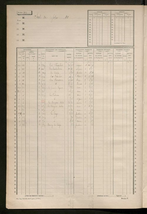 Matrice des propriétés non bâties, fol. 493 à 536.