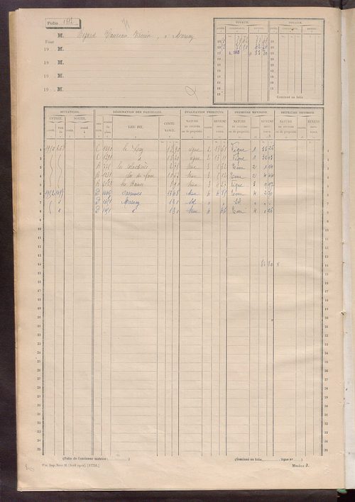Matrice des propriétés non bâties, fol. 1801 à 2098.