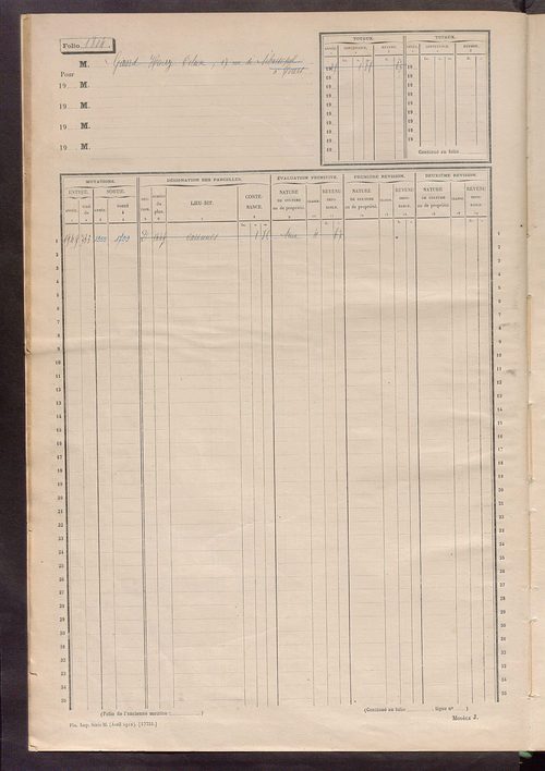 Matrice des propriétés non bâties, fol. 1801 à 2098.