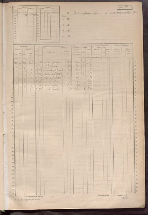 Matrice des propriétés non bâties, fol. 1801 à 2098.