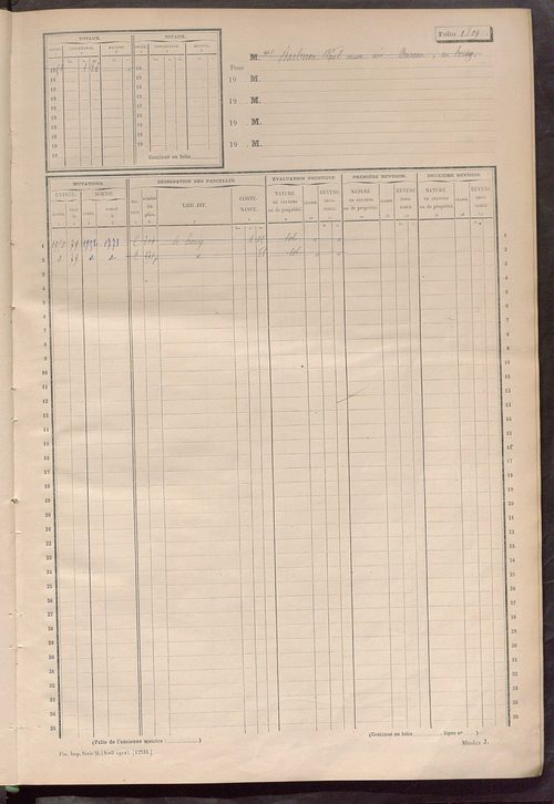 Matrice des propriétés non bâties, fol. 1801 à 2098.