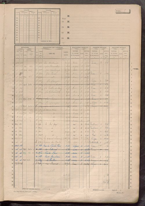 Matrice des propriétés non bâties, fol. 1 à 600.