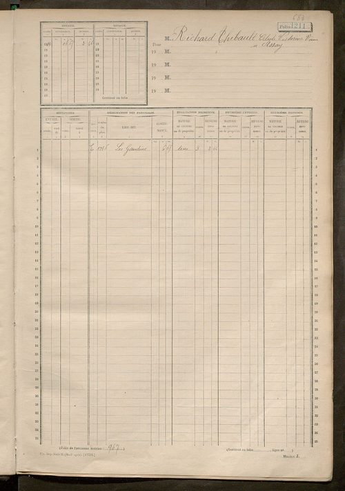 Matrice des propriétés non bâties, fol. 1201 à 1800.
