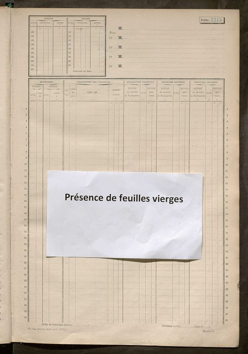 Matrice des propriétés non bâties, fol. 1201 à 1800.