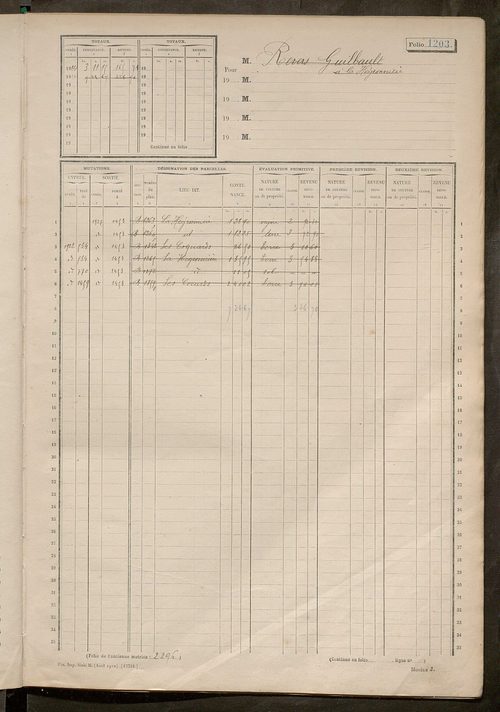 Matrice des propriétés non bâties, fol. 1201 à 1800.