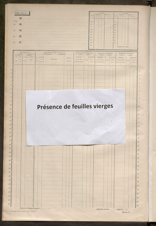 Matrice des propriétés non bâties, fol. 601 à 1200.