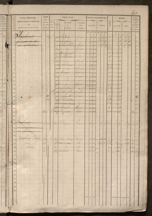 Matrice des propriétés foncières, fol. 601 à 1200.