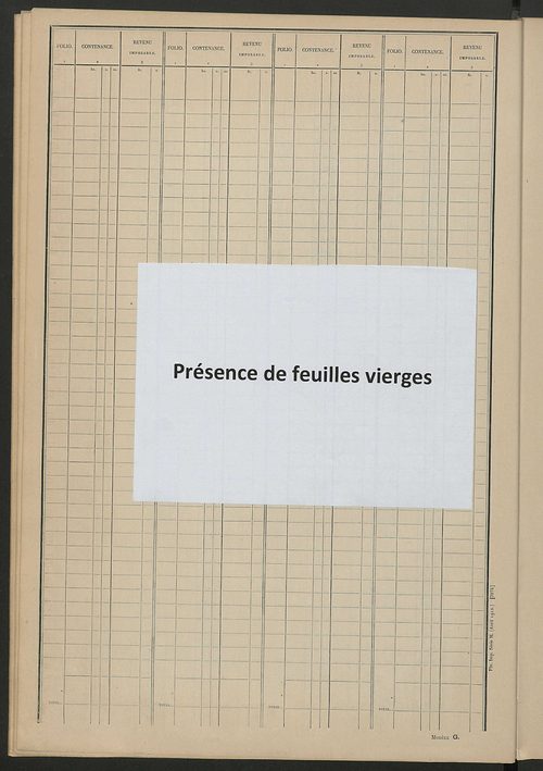Tableau présentant les augmentations et les diminutions survenues dans la matière imposable ; récapitulation ; table alphabétique des propriétaires ; matrice des propriétés non bâties, fol. 1 à 488.
