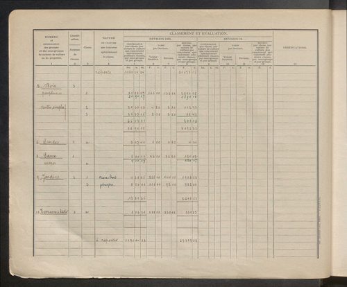 Table des comptes de la matrice. Comptes actifs personnes morales et A - Cay.
